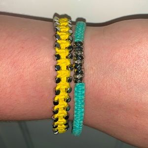 FOSSIL woven bracelets. Yellow and blue bundle